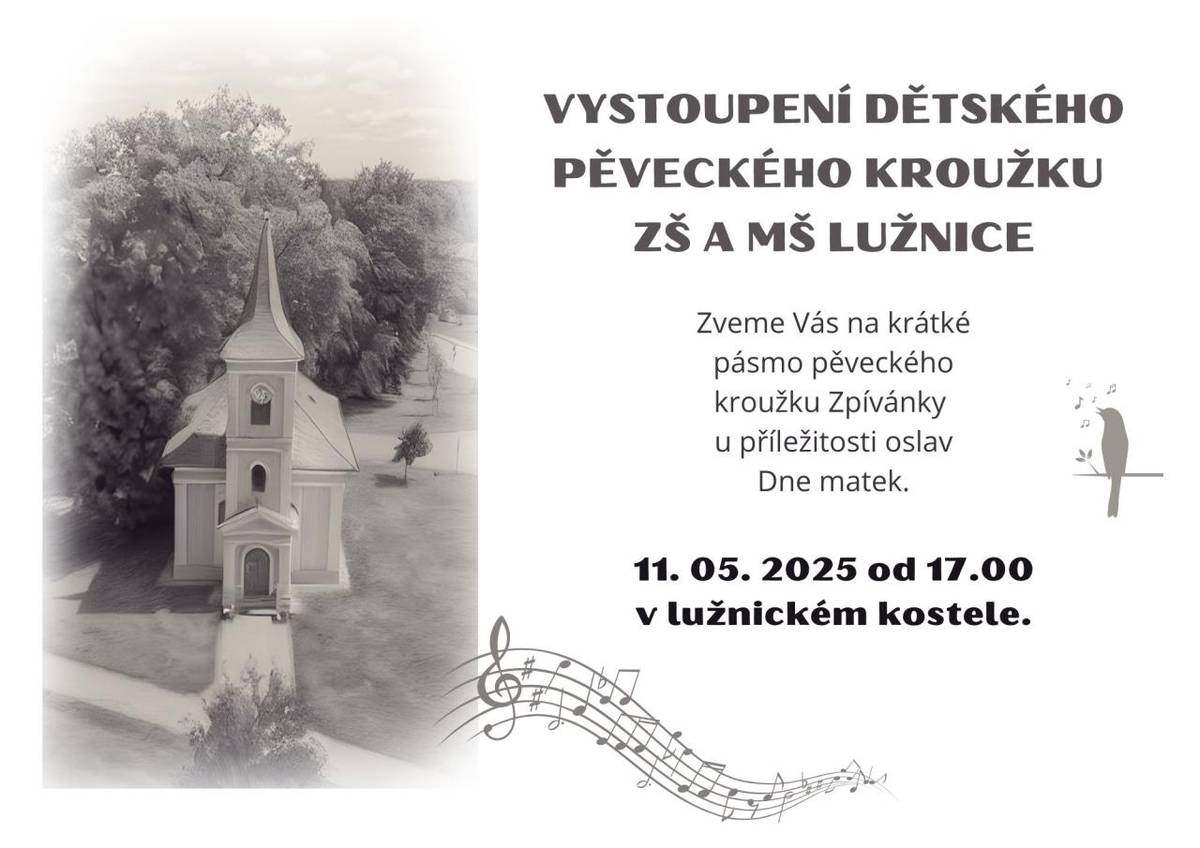 V neděli 11. 5. 2025 od 17.00 v lužnickém kostele.