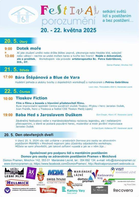 Program Festivalu porozumění aneb setkání světů lidí s postižením a bez postižení...