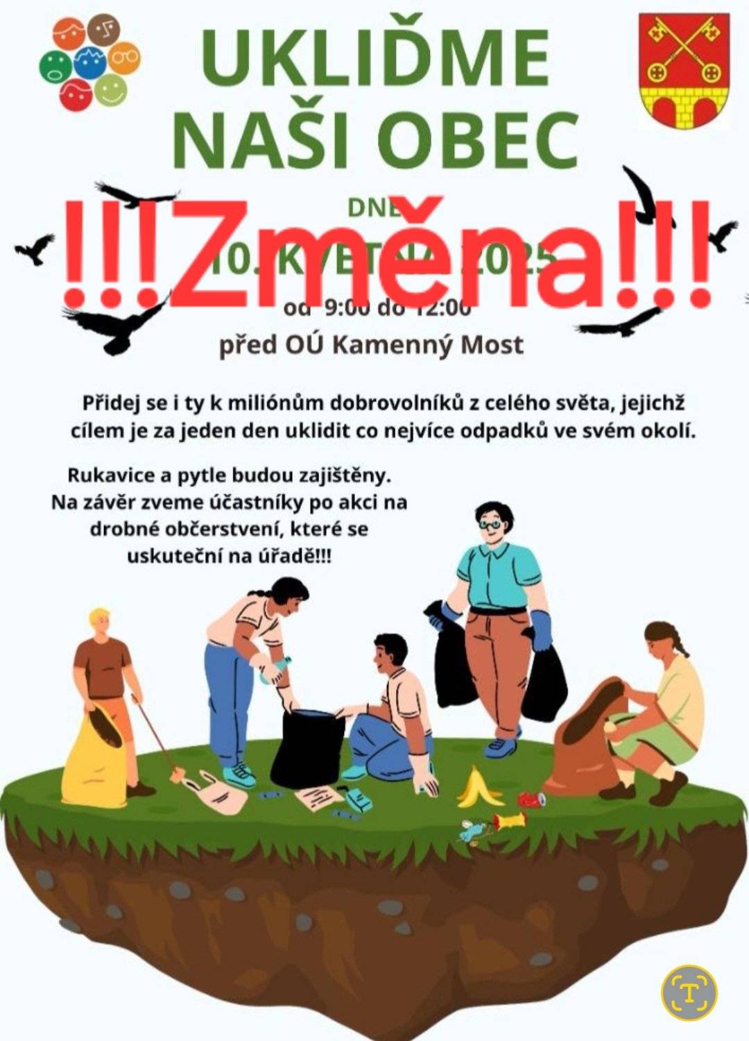 Úklid obce původně plánovaný na sobotu 10.5.2025 se bude konat v jiném termínu. Nový termín bude včas upřesněn. Děkujeme za pochopení.