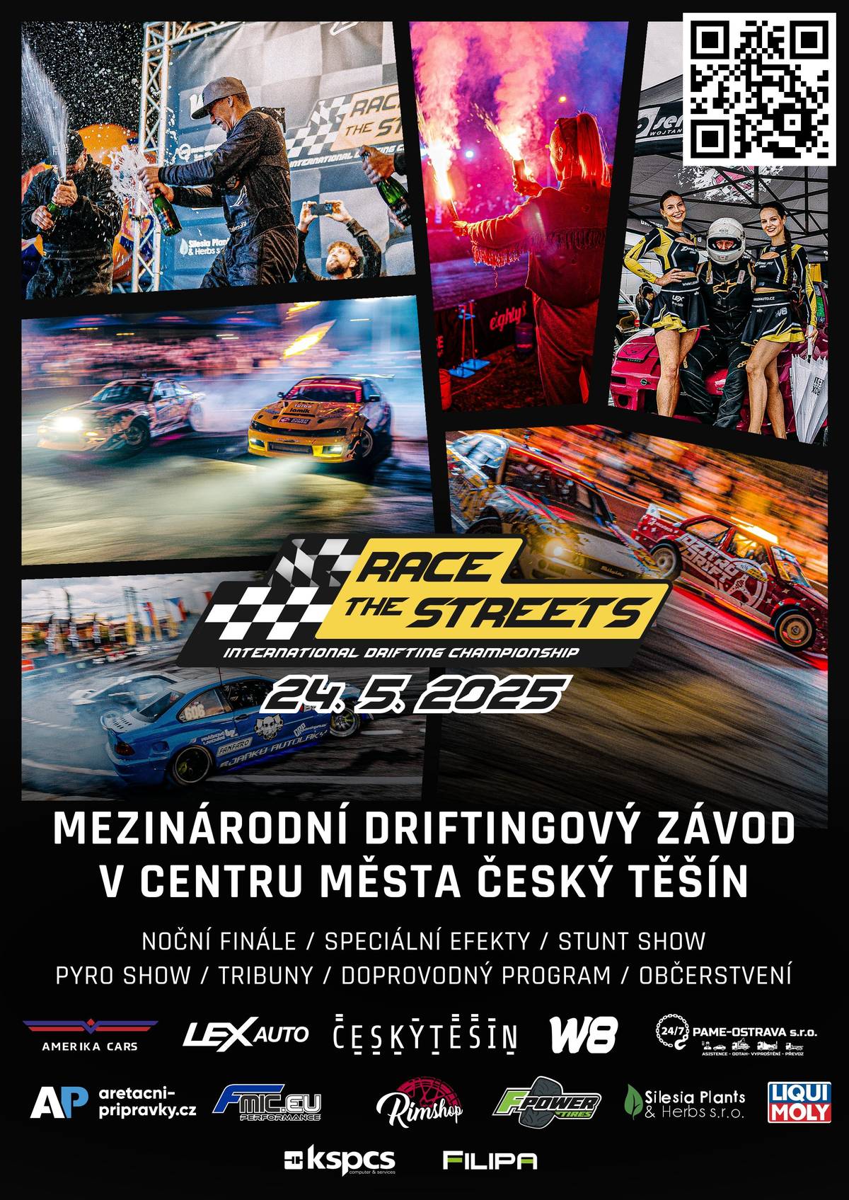Nenech si ujít jediný Český driftingový závod v centru města! Už 24. 5. 2024 se proti sobě postaví jedni z nejlepších Českých, Slovenských a Polských jezdců.