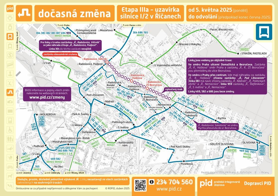 Dnešním dnem začíná III. etapa (resp. podetapa III a.) oprav Černokostelecké v Říčanech. Celá etapa III, včetně podetap III a, b, c, je plánována do 17. 11. 2025.