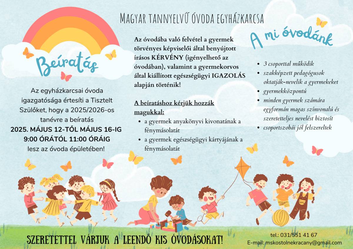 Szeretettel várjuk a leendő kis óvodásokat!