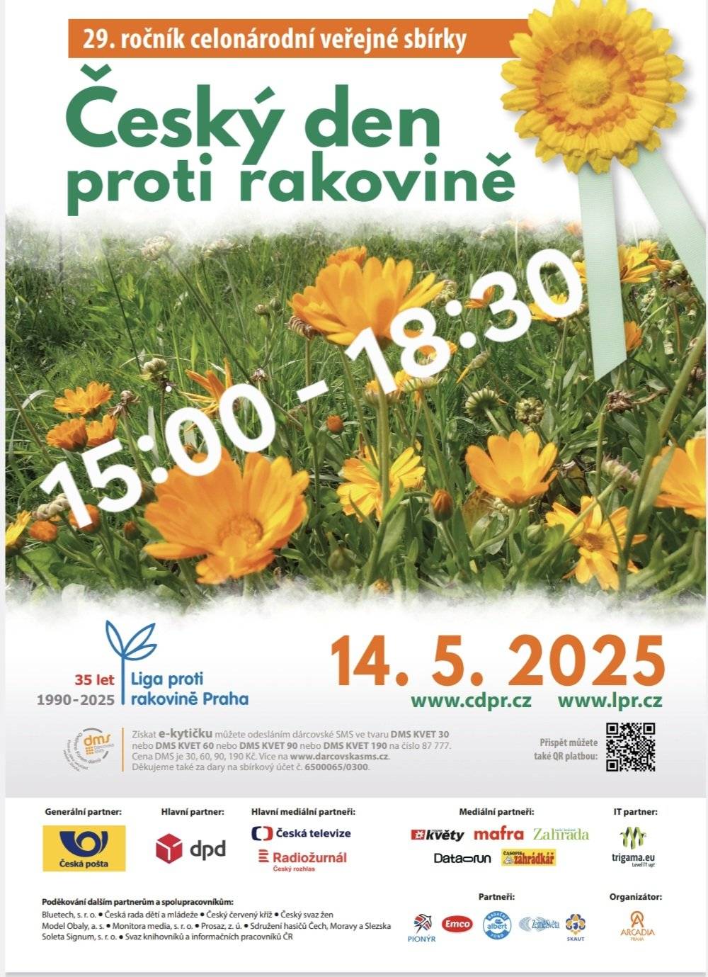 Český den proti rakovině 14.5.2025 se opět koná celonárodní veřejná sbírka Český den proti rakovině. Zakoupením kytičky pomůžete získat prostředky na boj proti rakovině. Hlavní téma letošní sbírky: Prevence kolorektálního karcinomu, screeningové programy.  Příspěvek za kytičku je libovolný ( v libovolné výši), minimálně však 20 Kč. Členky SDH Břežany se budou pohybovat po obci od 15 do 18,30 hod - po hlavní silnici mezi křížkem a pomníkem. Pro seniory/nemocné -  přijdou i k Vám – domluvte se na tel. 724 290 939.