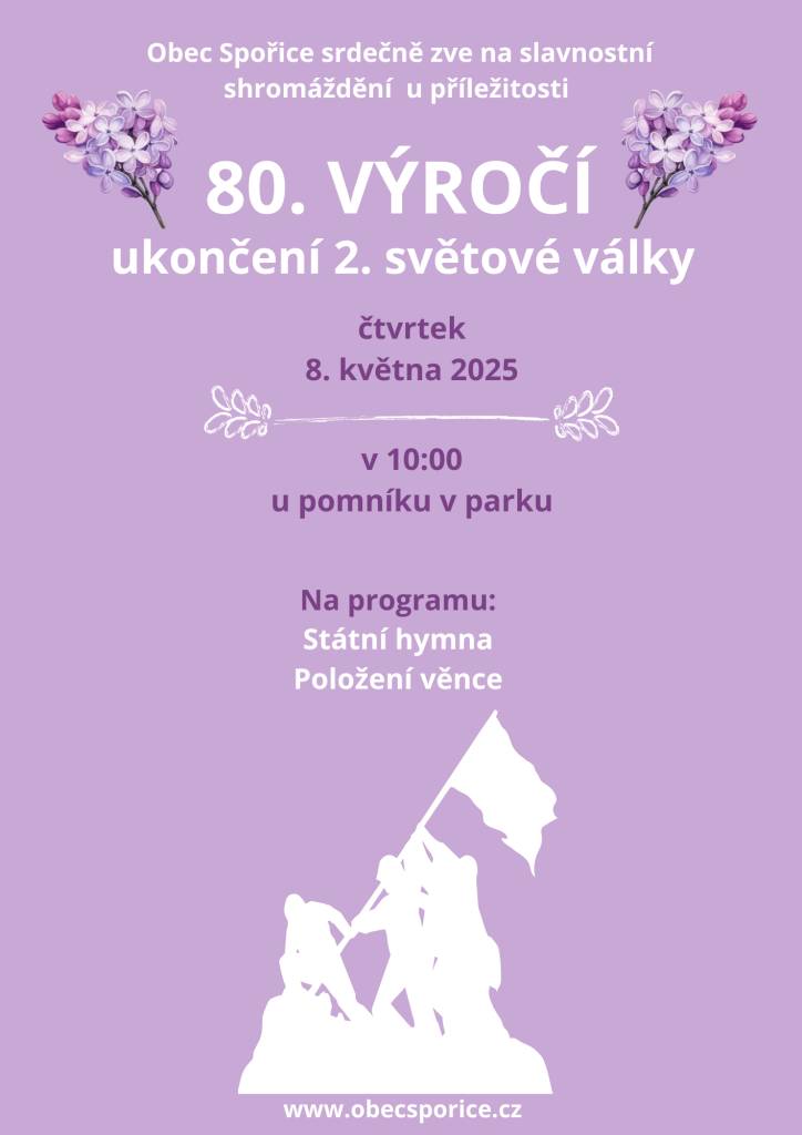 U příležitosti 80. výročí ukončení 2. světové války bude u pomníku padlých položen věnec.