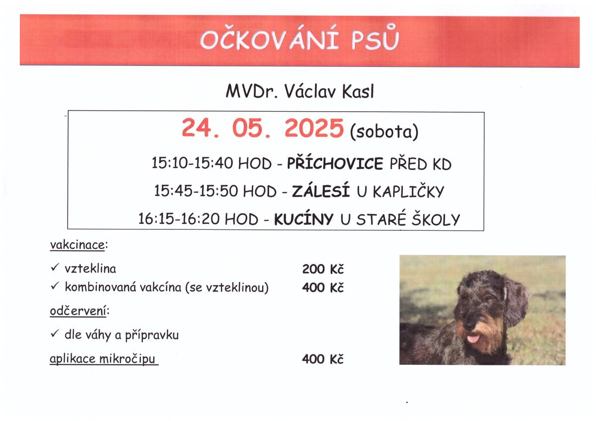 24.5.2025 SOBOTA 15:10-15:40 hod Příchovice před KD 15:45-15:50 Zálesí u kapličky 16:15-16:20 Kucíny u školy