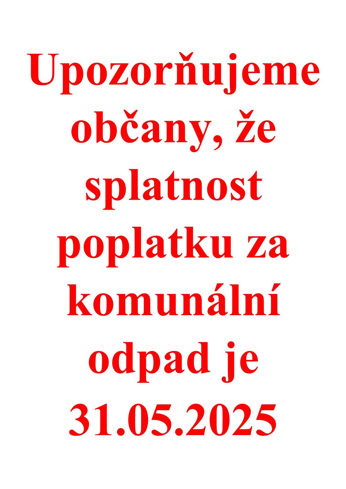 Upozornění pro občany.