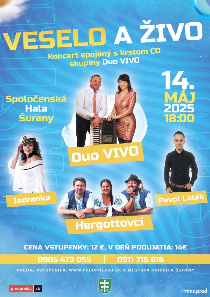 Srdečne Vás pozývajú na koncert spojený s krstom CD SKUPINY Duo VIVO