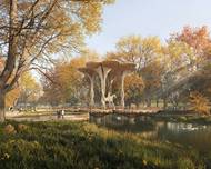 Návrh z ušlechtilého vápence vzdává hold materiálům, které stárnou s elegancí a důstojností. Stejně jako královnin odkaz je i tento památník tiše monumentální.