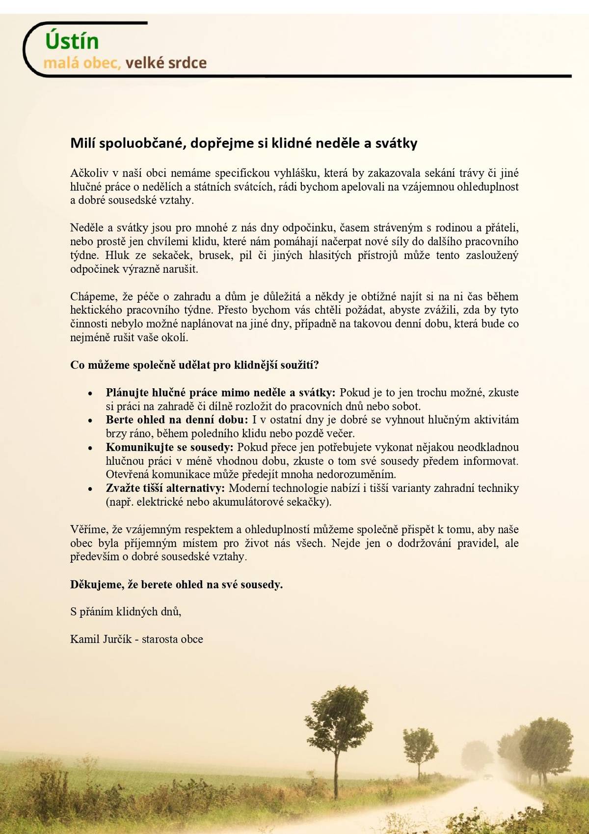 Pro klid našich nedělí a svátků.