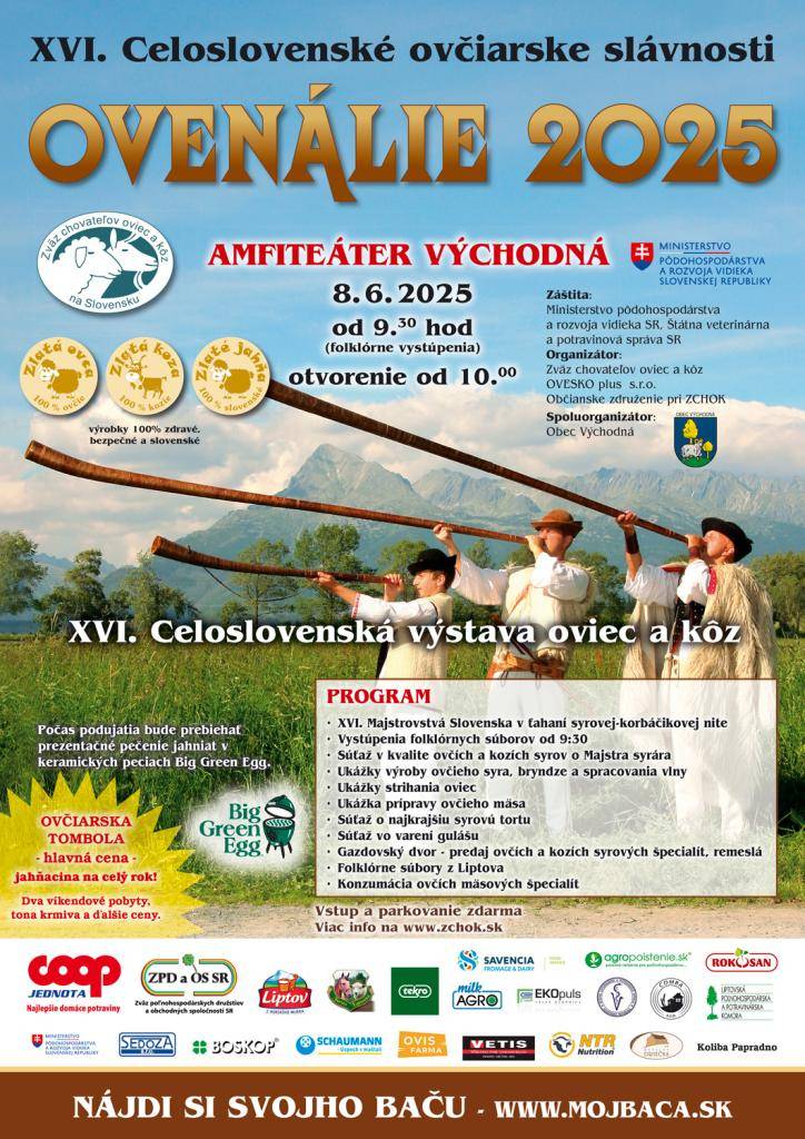 V areáli amfiteátra sa v nedeľu 8.júna uskutočnia ovčiarske slávnosti so začiatkom od 09,30 hod. Ukážky výroby ovčieho syra a bryndze, súťaž vo varení baranieho gulášu, majstrovstvá v ťahaní syrových nití, výstava syrových tort, bohatý kultúrny program.