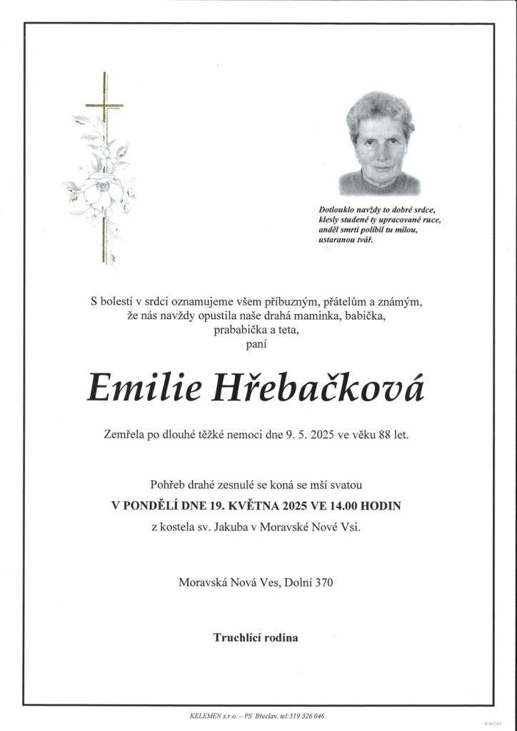 Emilie Hřebačková  † 9.5.2025