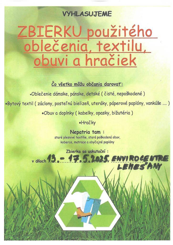 Občania môžu darovať rôzne typy oblečenia, bytového textilu, obuvi a hračiek, pričom je dôležité, aby boli v dobrom stave. Naopak, staré a poškodené predmety nie sú akceptované.