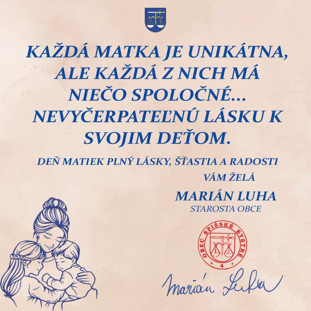 V dnešnú druhu májovú nedeľu oslavujú všetky naše mamky, mamičky. Želáme Vám krásny deň!