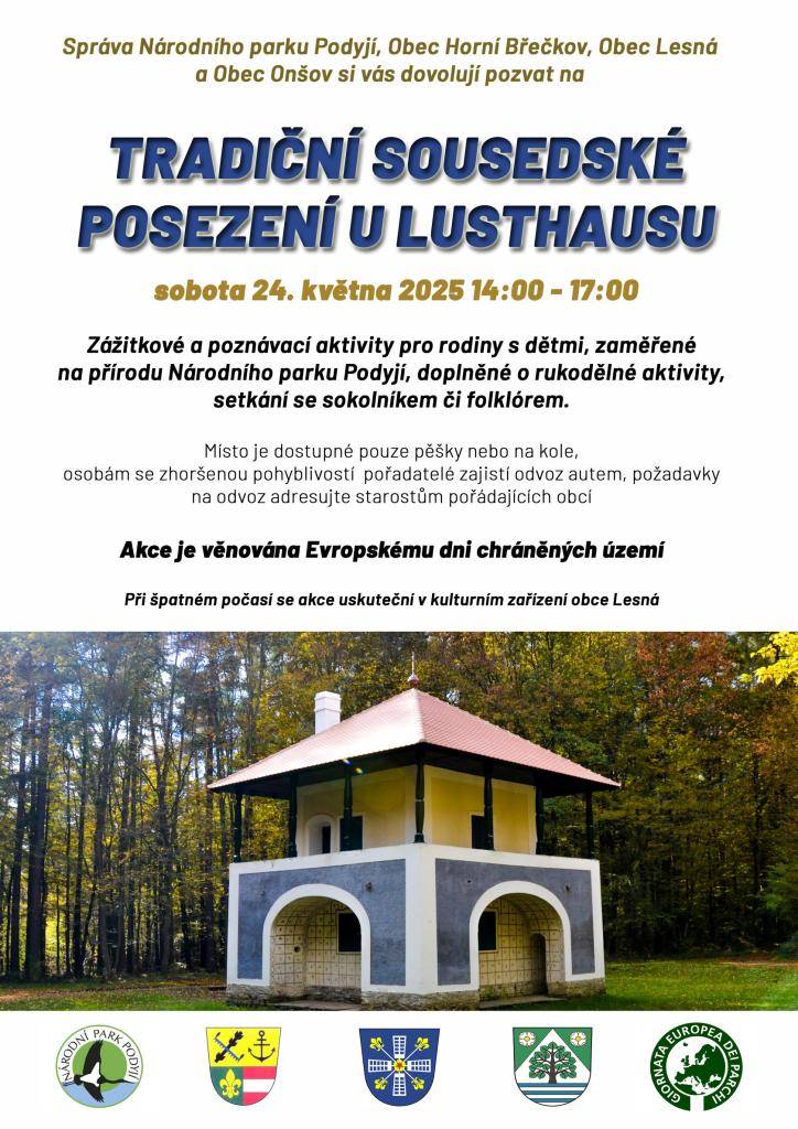 Tradiční sousedské posezení u Lusthausu sobota 24.05.2025 od 14:00 - 17:00