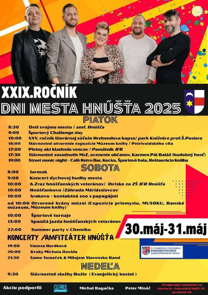 V dňoch 30. - 31. 05. 2025 sa budú v Hnúšti konať "Dni mesta Hnúšťa"