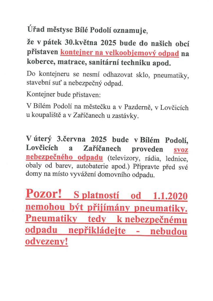 Svoz velkoobjemového odpadu