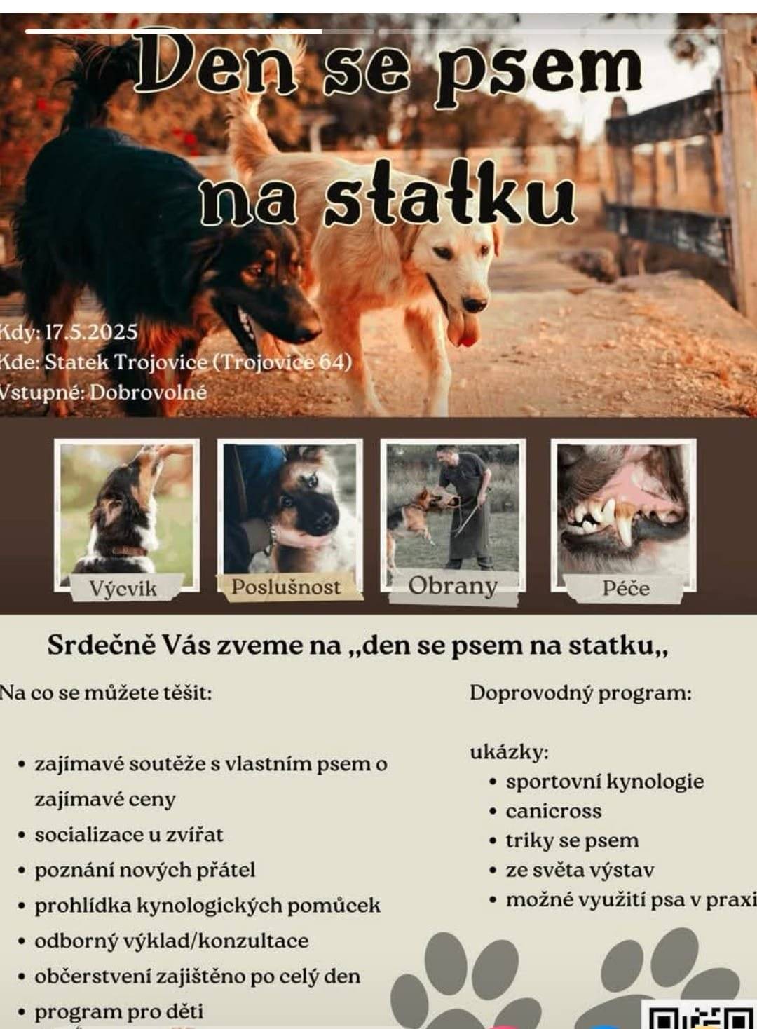 Bezva akce pro všechny. Na statku v Trojovicích vás zítra čeká den plný zábavy. Neváhejte a určitě přijďte.