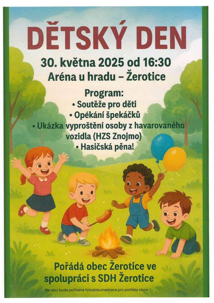 Dětský den 30.5.2025 od 16:30 v aréně pod hradem v Žeroticích