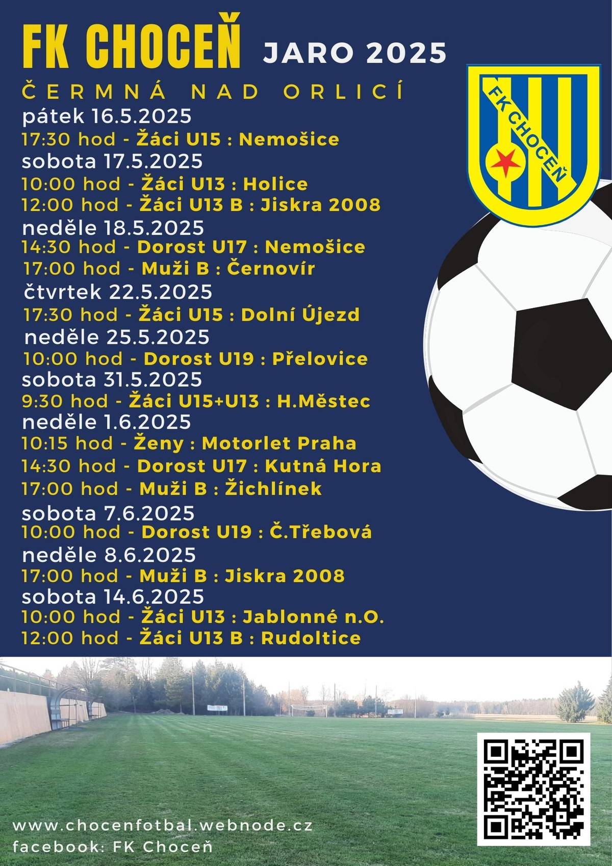 Na našem fotbalovém hřišti v Malé Čermné se mimo avizované odehrají další zápasy FK Choceň. Aktuální rozpis naleznete zde nebo na webu obce. DJ