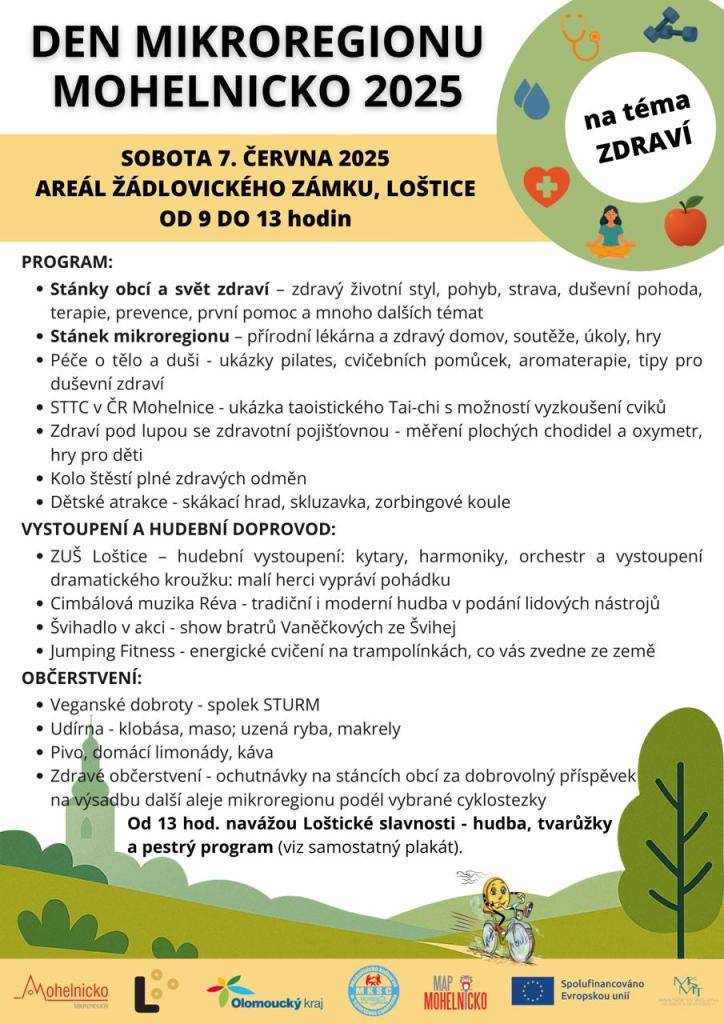 V SOBOTU 7. ČERVNA OD 9 - 13. HOD. V AREÁLU ŽÁDLOVICKÉHO ZÁMKU.