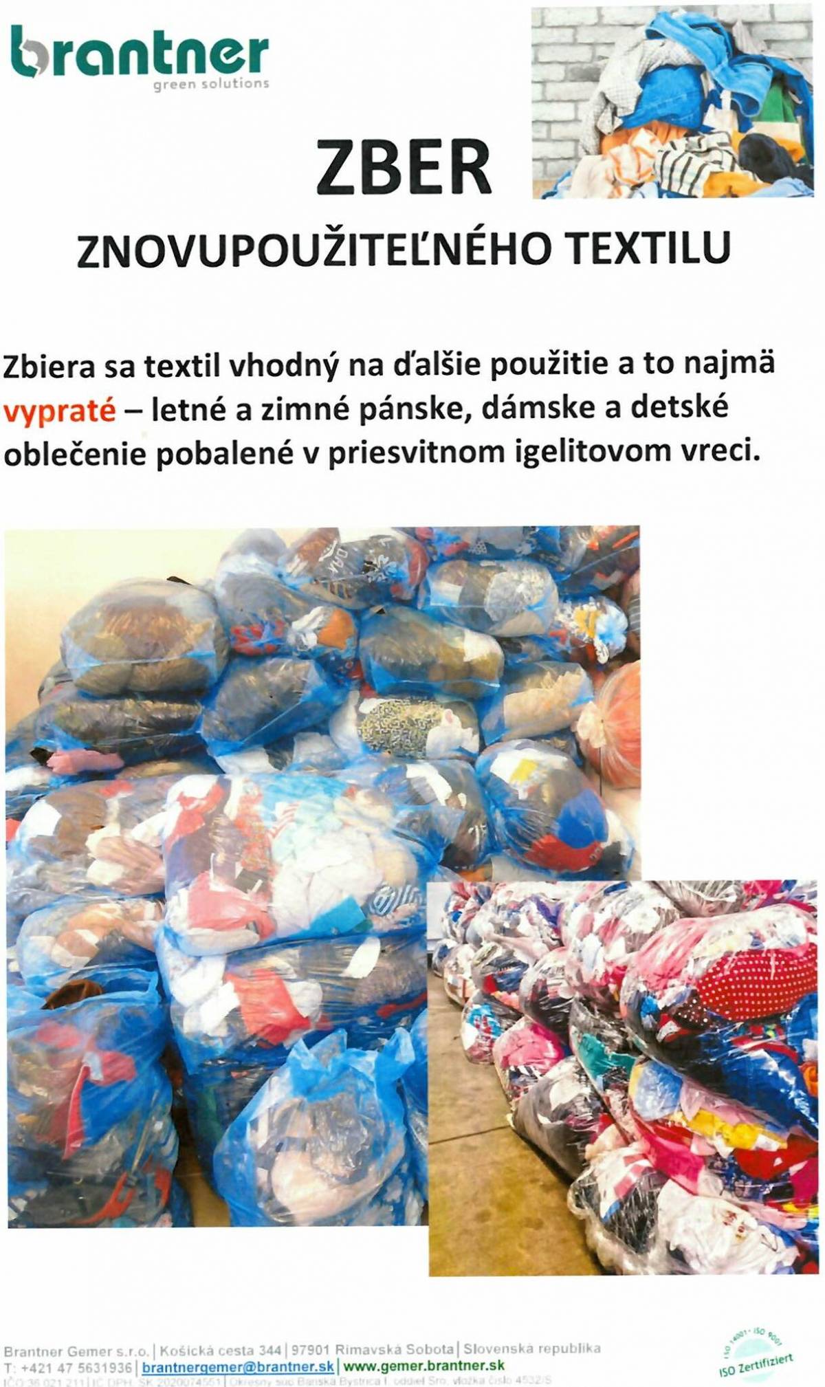 Zber textilu dňa 27. 05. 2025 a dreva dňa 28. 05. 2025