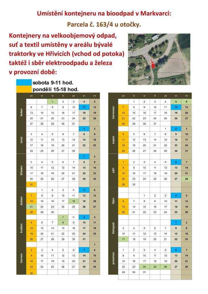 Oznamujeme nové umístění kontejneru na bioodpad v Markvarci.