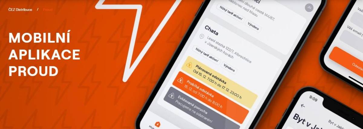 Nová mobilní aplikace Proud usnadňuje hlášení poruch a poskytuje aktuální informace o dodávkách elektřiny. Stačí si ji stáhnout a mít tak přehled o spotřebě a plánovaných odstávkách.