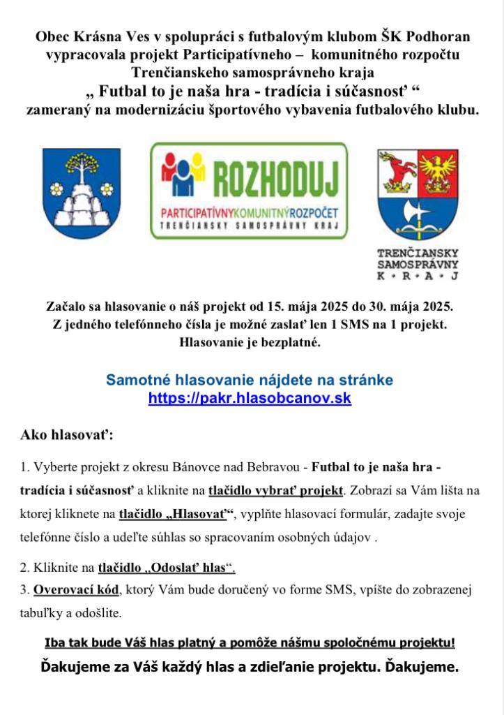 Hlasovanie za projekt od 15.5.-30.5.2025