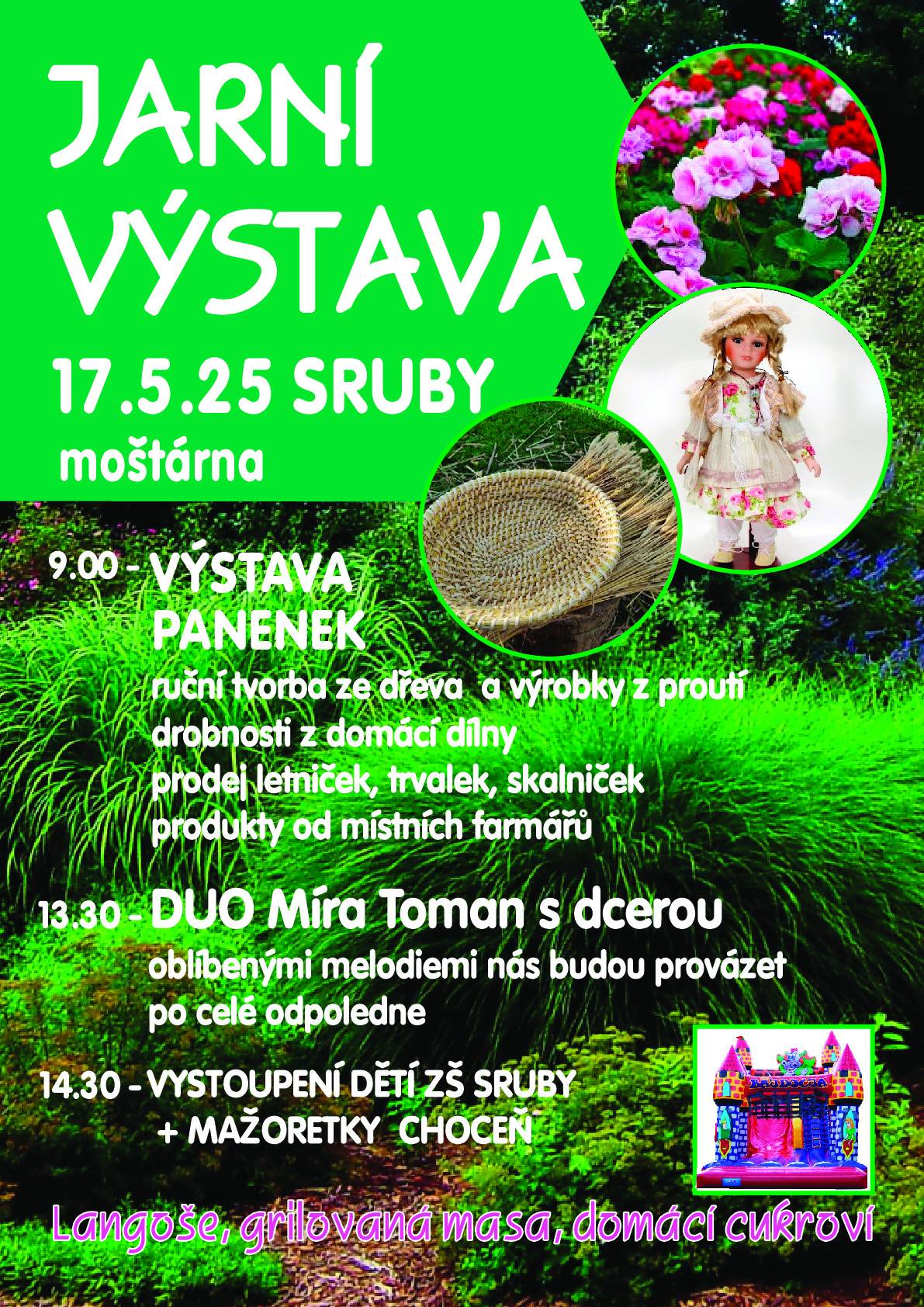 17.5.25 od 9 hodin v moštárně na Srubech proběhne výstava panenek spojená s prodejem rostlin a farmářských produktů. Bohatý doprovodný program zajištěn.