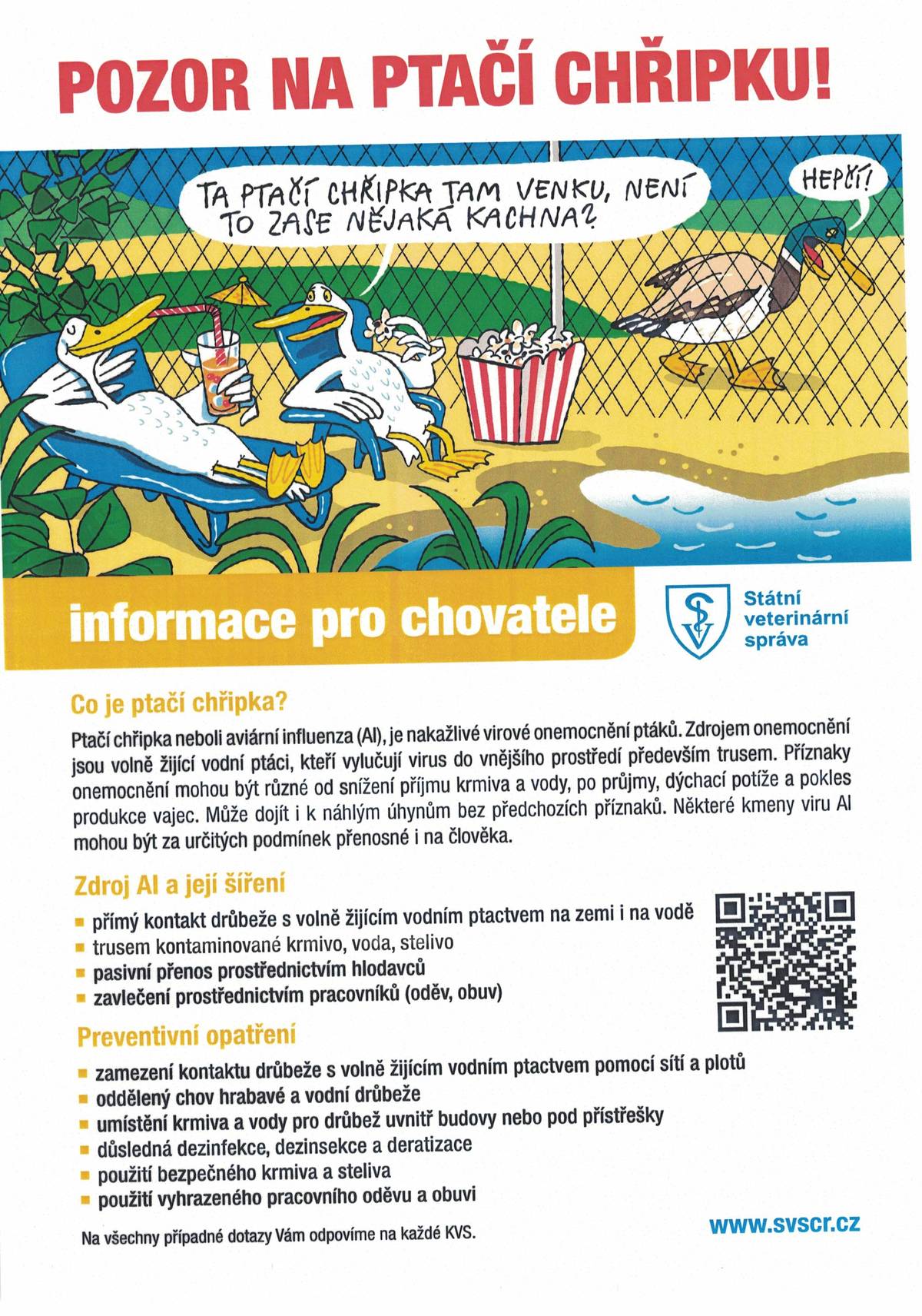 Žádost o spolupráci při surveillanci ptačí chřipky u volně žijících ptáků