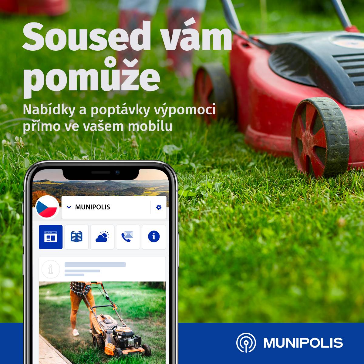 Na stránce Sousedské výpomoci můžete vystavit svou poptávku například na sekání trávníku, pomoc při úklidu nebo třeba hlídání dětí. Stačí, když budete přihlášeni k odběru informací z našeho města a pak kliknete na Přidat příspěvek. Uvidíte, že pomoc je možná blíž, než čekáte. Můžete také reagovat na příspěvky ostatních a pomoci jim třeba s nákupem.   Přihlaste se k odběru informací z našeho města na https://dchabry.munipolis.cz/registrace a zapojte se do komunity.