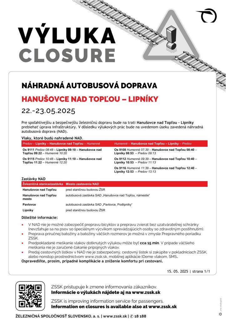 Hanušovce nad Topľou - Lipníky  22. - 23. 05. 2025