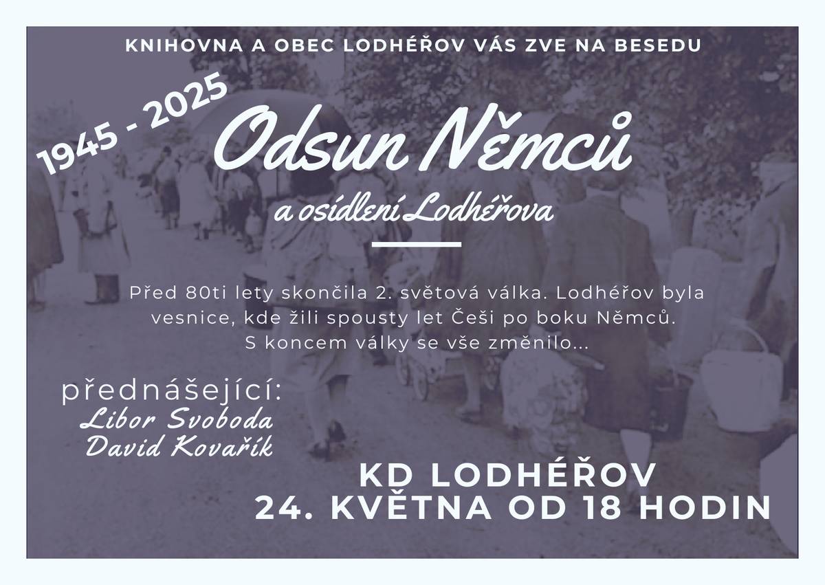 Beseda se bude konat v sobotu dne 24.5.2025 od 18:00.