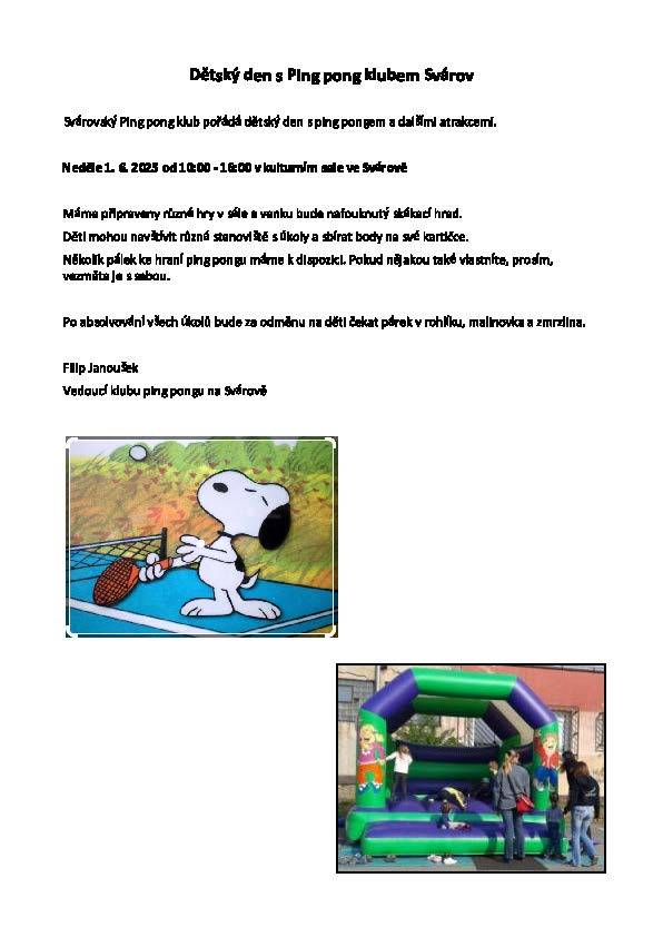 Dětský den s Ping pong klubem Svárov