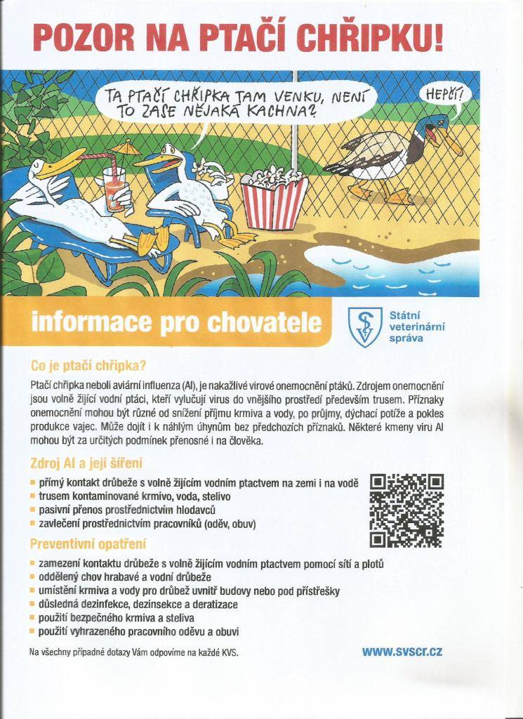 Žádost o spolupráci při surveillanci ptačí chřipky u volně žijících ptáků