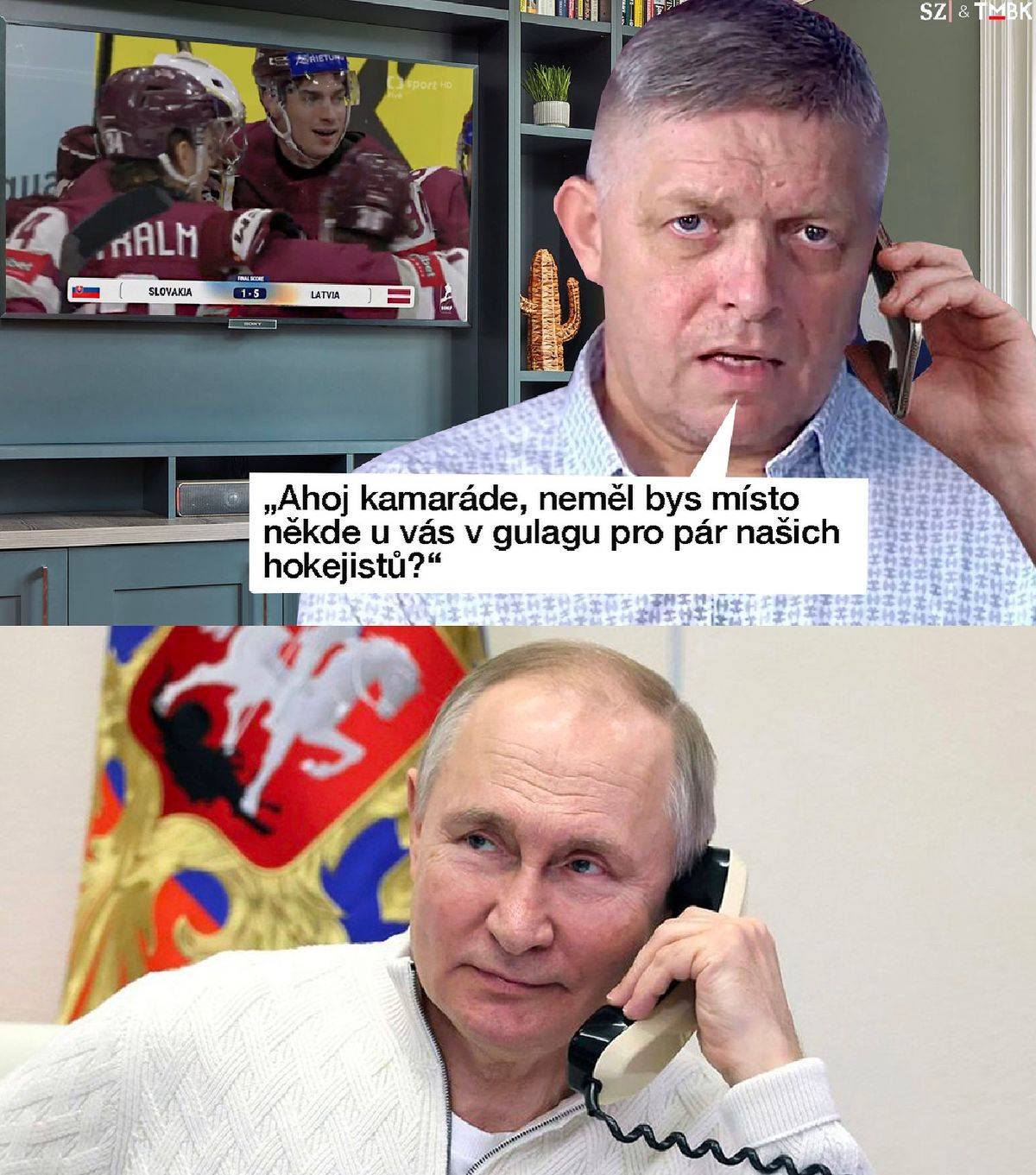 Slováci na MS prohráli, co se dalo. Prohra 5:1 s Lotyši byla už jen třešničkou na dortu. Co na to zahanbený premiér? Koláž TMBK pro Seznam Zprávy.