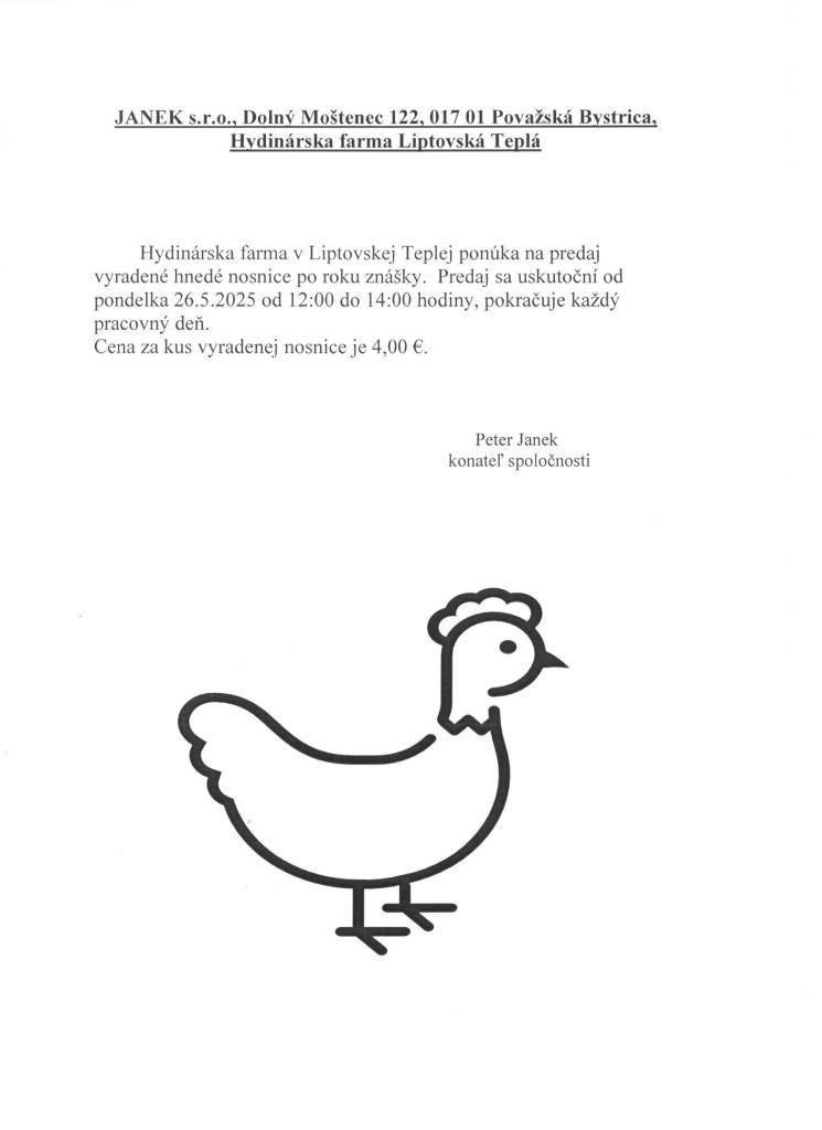 predaj vyradených nosníc