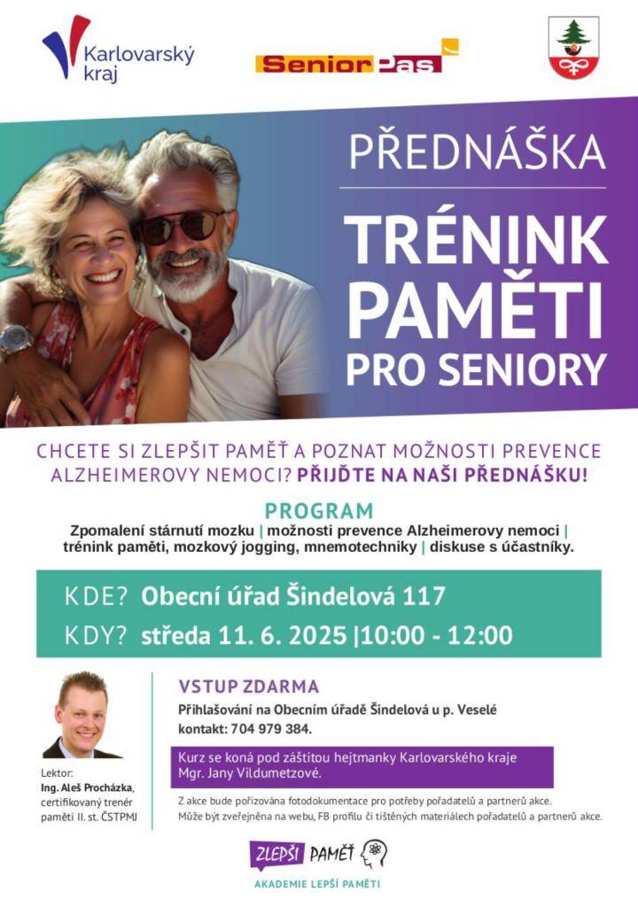 Chcete si zlepšit paměť a poznat možnosti prevence Alzheimerovy nemoci? Přijďte na naši přednášku.