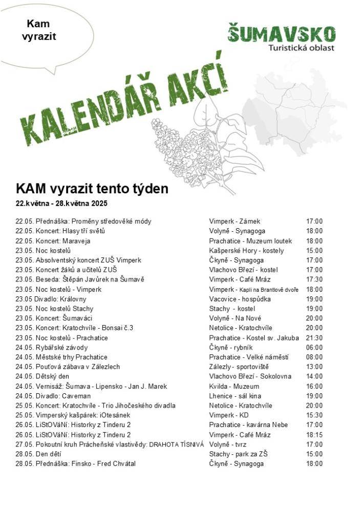 Kalendář akcí pro 21. týden 2025