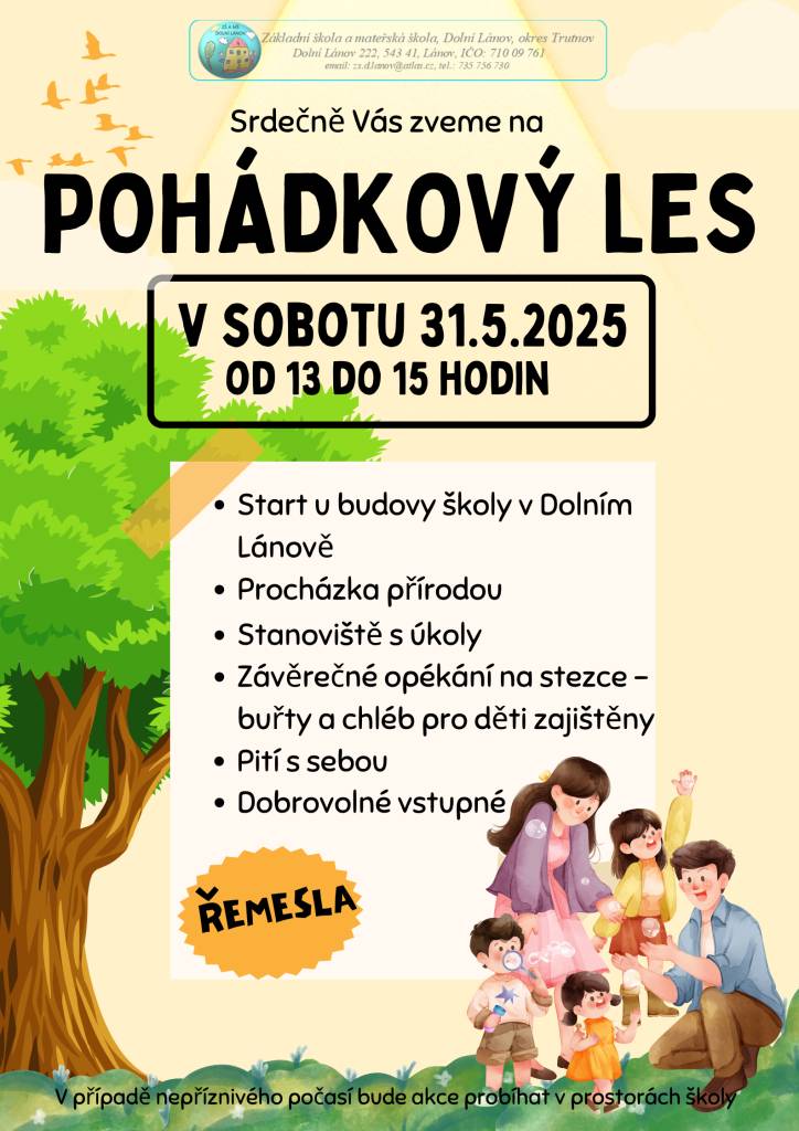 V sobotu 31.5.2025 od 13 do 15 hodin.