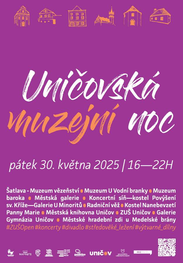 Městské kulturní zařízení Uničov vás srdečně zve na Uničovskou muzejní noc, která se uskuteční v pátek 30. května 2025 od 16 do 22 hodin. Program proběhne nejen v uničovských muzeích a galeriích, ale také v ulicích města a v dalších institucích, které se do letošního ročníku zapojily. Návštěvníci se mohou těšit na komentované prohlídky, koncerty, divadelní představení, ukázky středověkého ležení, tvořivé dílny pro děti i dospělé a další doprovodné aktivity. Uničovská muzejní noc nabízí jedinečnou příležitost zažít město z jiné perspektivy – prostřednictvím historie a kultury a dalších zážitků. Vstup na všechny akce je zdarma.