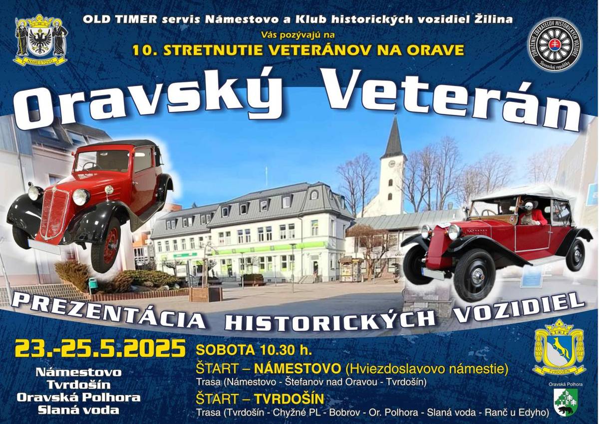 Klub historických vozidiel Žilina poriada 10. ročník stretnutia automobilových veteránov na Orave s názvom Oravský veterán.