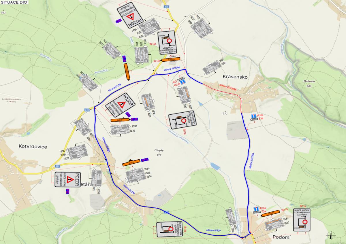 Silnice III/37924 bude v období 26. 5. – 26. 10. 2025 zcela uzavřena z důvodu výstavby kanalizace. Objízdné trasy jsou značeny. Viz přiložená mapa.