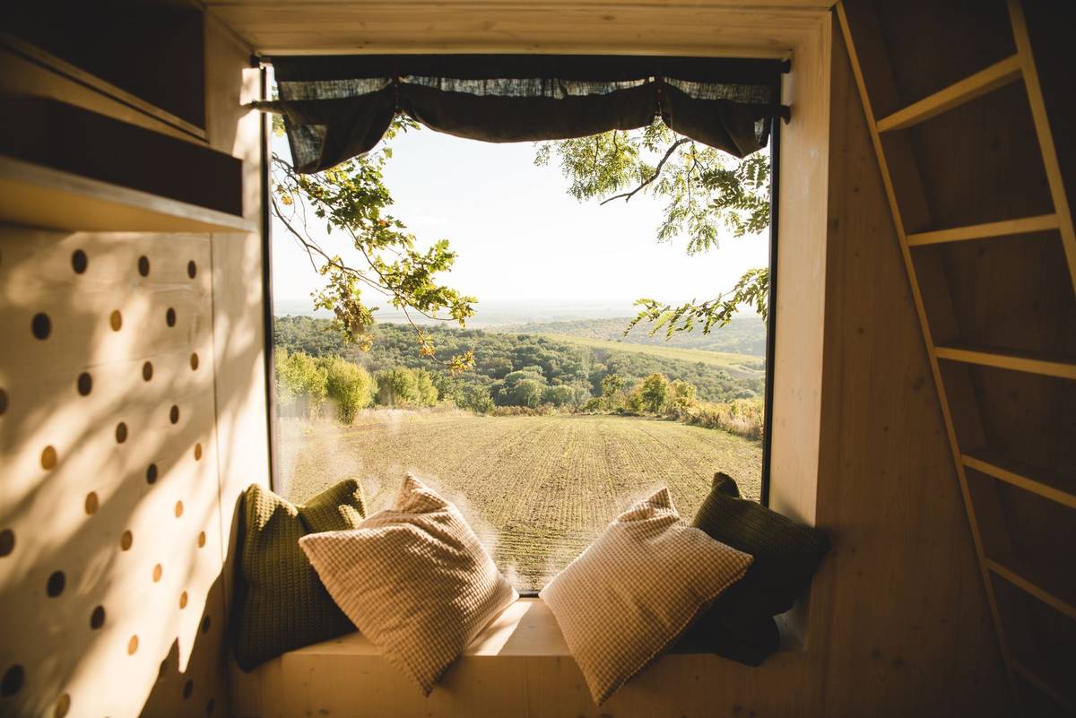 Z proskleného výklenku můžete obdivovat okolní přírodu.