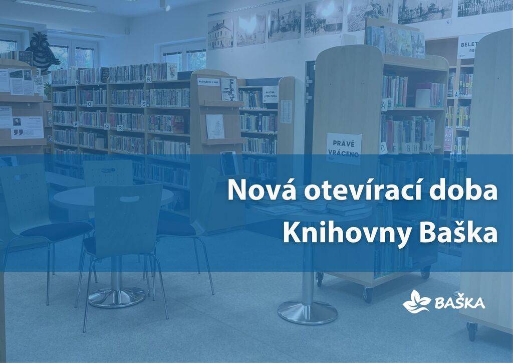 Dovolujeme si vám oznámit, že naše knihovna mění od 1. června 2025 svou otevírací dobu tak, abychom se v prostorách knihovny a s ní přímo sousedící pokladny všichni cítili komfortně.