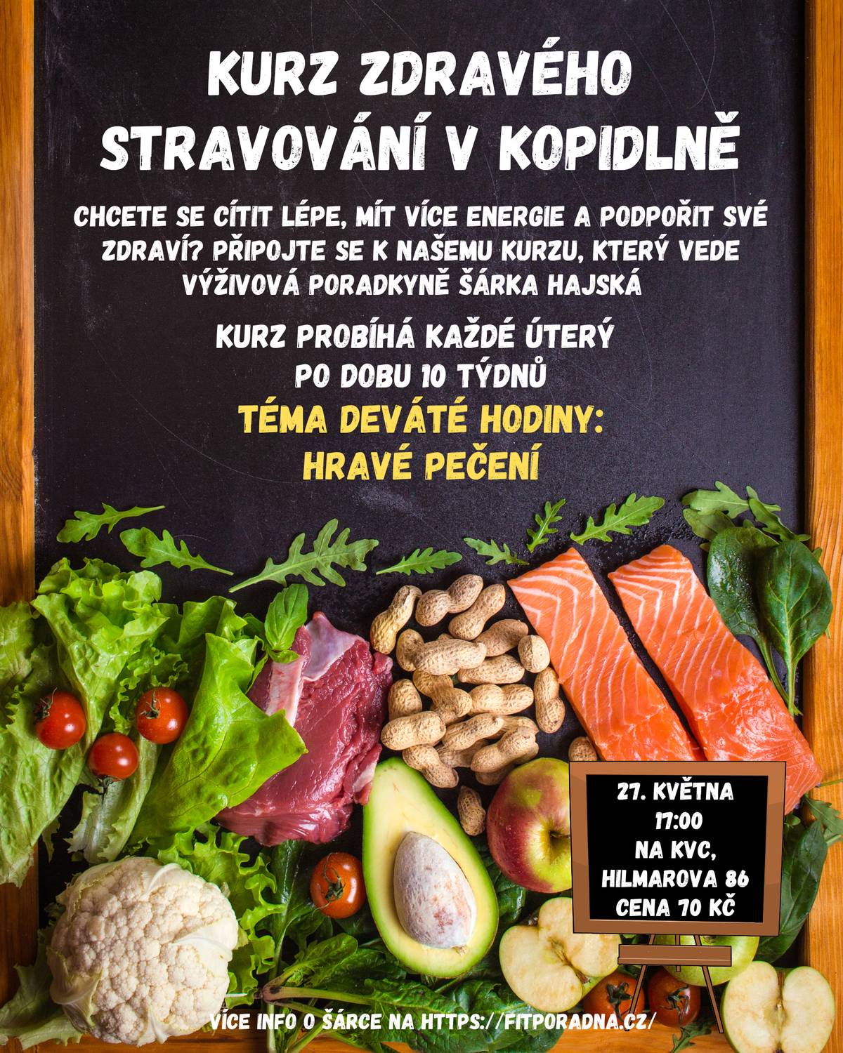 🧁Úterý 27. května od 17:00 hodin - Kurz zdravého stravování  Středa 28. května od 18:00 – Křest knihy   Čtvrtek 29. května od 17:00 – Čtení z místních kronik   Sobota 31. května od 9:00 do 11:00 – Májová jóga  Neděle 1. června od 14:00 do 17:00 – Dětský den na fotbalovém hřišti ěšíme se na vás na všech a Těšíme se na vás na všech akcích! kcích! Těšíme se na vás na všech akcích!