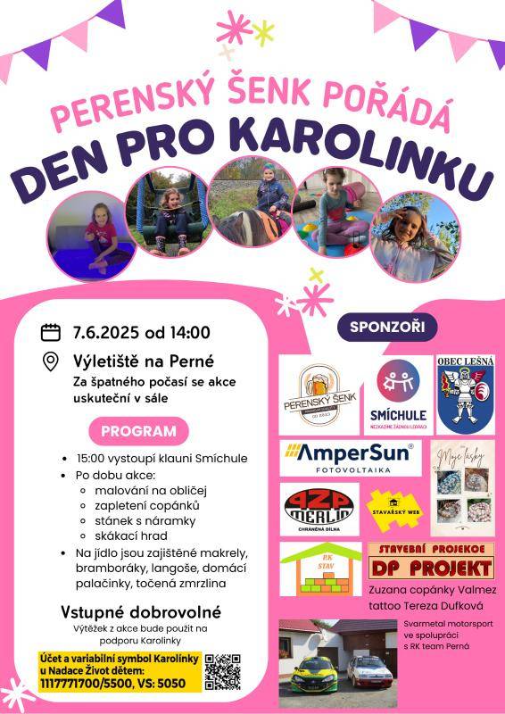 v sobotu 7.6.2025 od 14 hodin na výletišti na perné.