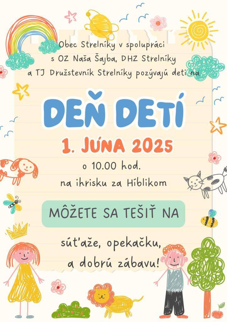 DEŇ DETÍ, 1. júna 2025 o 10:00 hod. na ihrisku za Híblikom