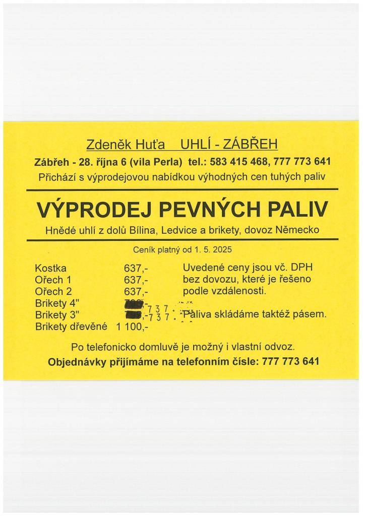 Firma Zdeněk Huťa - Uhlí Zábřeh provádí i revize kotlů na  pevná paliva