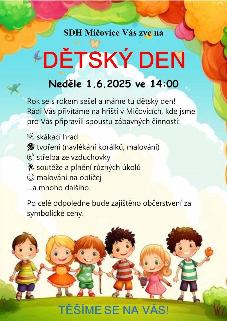 Dětský den v Mičovicích 1.6.2025 od 14:00